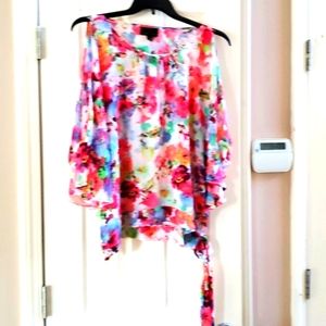 Women's cold shoulder chiffon blouse.